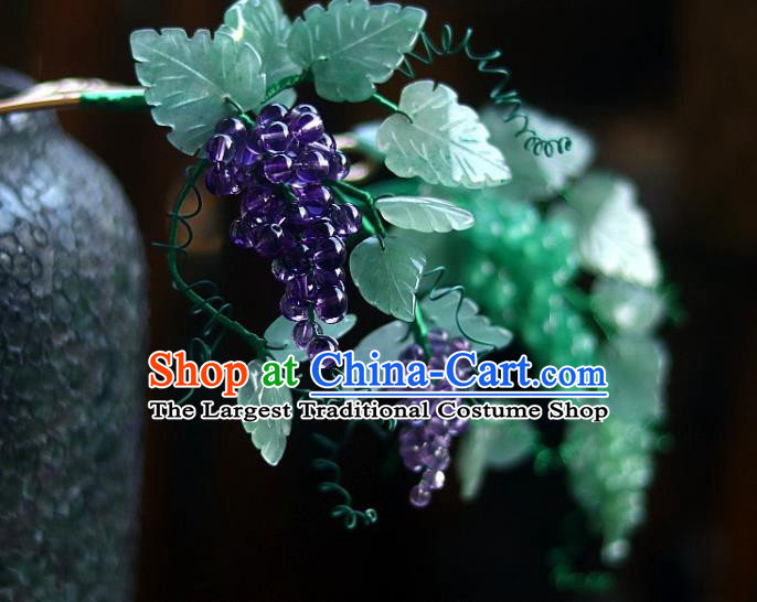 Chinese Ancient Princess Amethyst Grape Hairpin Traditional Song Dynasty Court Hair Stick