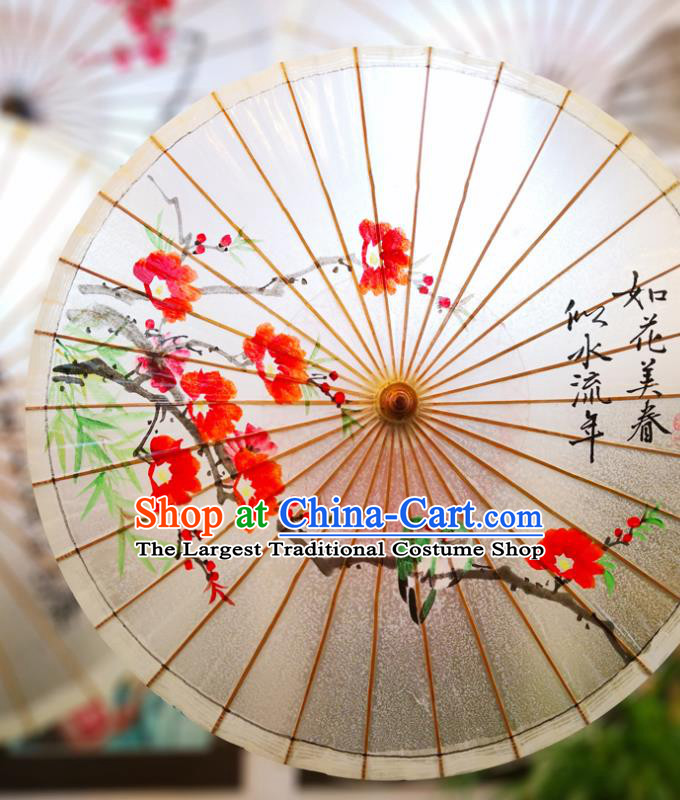 China Classical Oil Paper Umbrella Traditional Hanfu Dance Umbrella Handmade Painting Red Mangnolia Oilpaper Umbrella