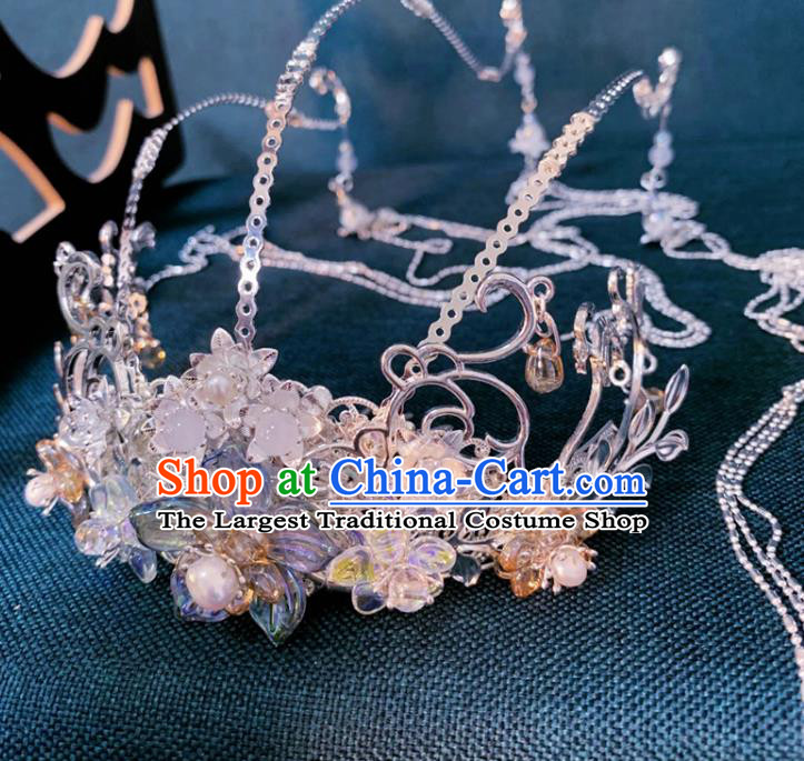 China Ancient Young Lady Hair Accessories Handmade Traditional Cosplay Fairy Princess Tassel Hair Crown