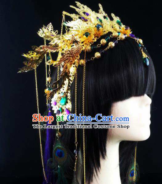 China Handmade Traditional Cosplay Swordswoman Hair Crown Hairpins Ancient Princess Hair Accessories Full Set