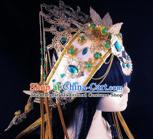 China Ancient Empress Phoenix Coronet Headwear Handmade Traditional Cosplay Goddess Queen Hair Crown Hat