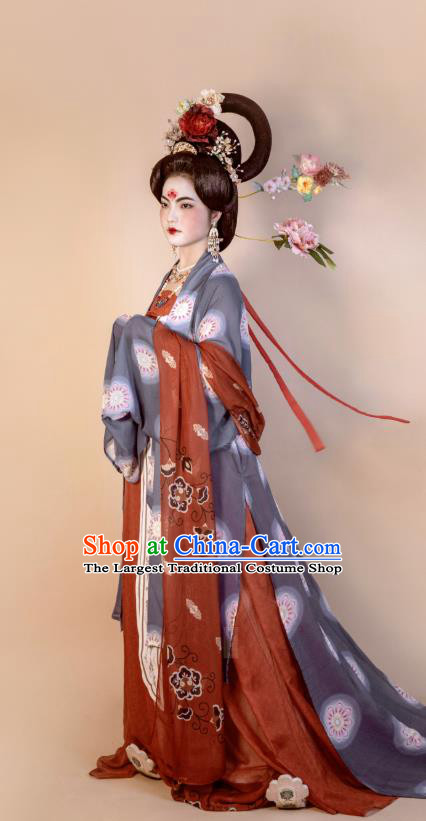 China Ancient Court Woman Hanfu Dress Costumes Traditional Tang Dynasty Imperial Concubine Historical Clothing