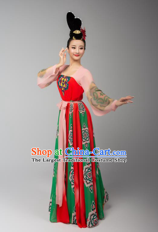 Chinese Court Dance Hanfu Dress Traditional Classical Dance Performance Costumes and Headdress