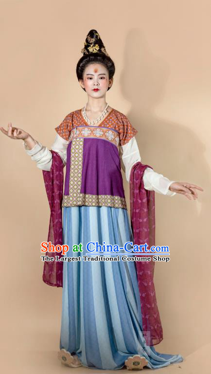 China Ancient Imperial Concubine Hanfu Dress Traditional Tang Dynasty Court Beauty Historical Clothing