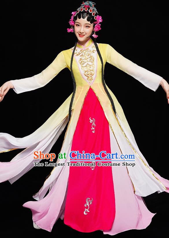 Chinese Traditional Peking Opera Dance Costumes Classical Dance Clothing Beauty Dance Yellow Dress