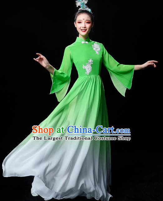 Chinese Traditional Jiangnan Watertown Performance Costumes Classical Dance Clothing Umbrella Dance Green Dress