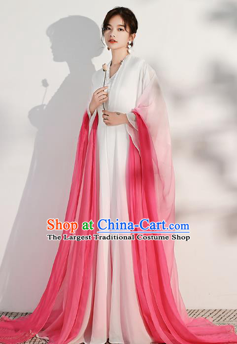 China Catwalks Clothing Solo Performance White Full Dress Woman Classical Dance Costume