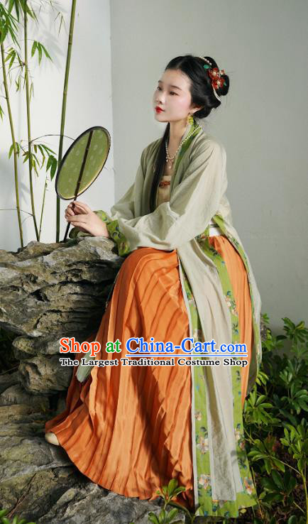 China Ancient Young Lady Hanfu Clothing Traditional Song Dynasty Historical Costumes