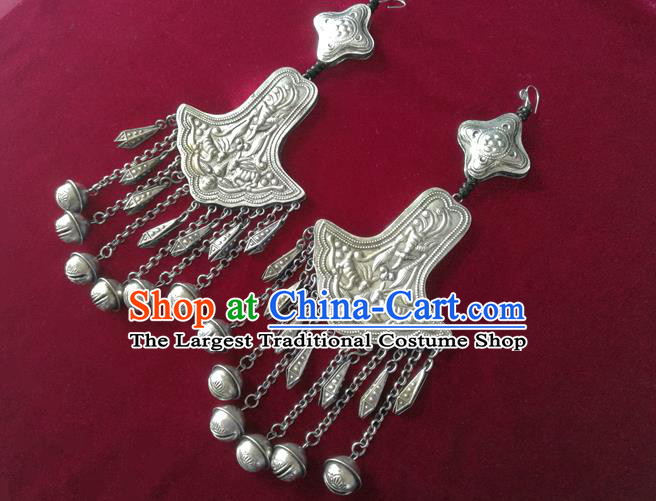 China Traditional Cheongsam Wedding Ear Accessories Ethnic Woman Silver Bells Tassel Earrings