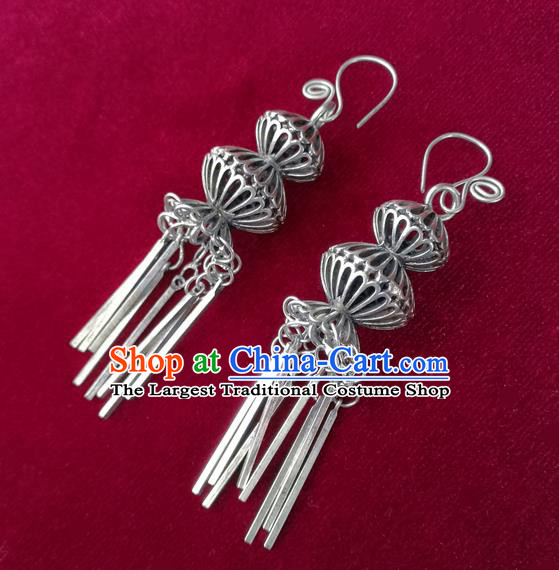 China National Ethnic Silver Gourd Earrings Traditional Cheongsam Ear Accessories