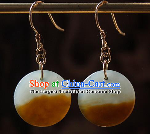 China Traditional Cheongsam Jade Ear Accessories Handmade National Woman Earrings