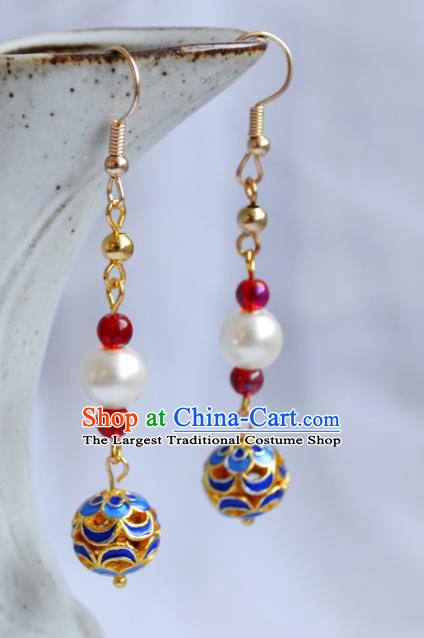 China Classical Cheongsam Ear Accessories Traditional Ming Dynasty Cloisonne Earrings