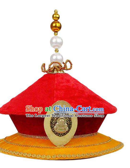 Chinese Ancient Drama Imperial Emperor Hat Traditional Qing Dynasty Monarch Headwear