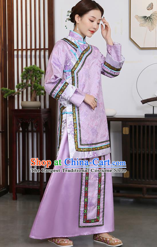 China Ancient Rich Woman Garment Costumes Traditional Qing Dynasty Young Mistress Historical Clothing