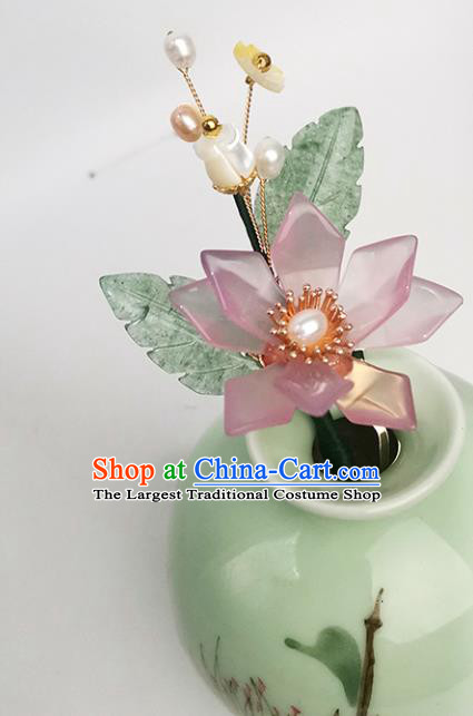 Chinese Ancient Princess Hairpin Traditional Song Dynasty Pink Peach Blossom Hair Stick