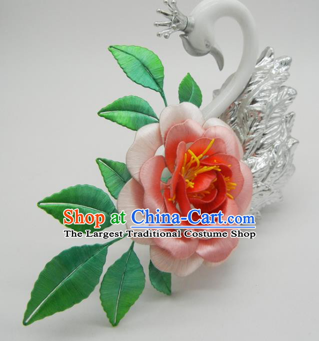 China Traditional Hanfu Hair Accessories Song Dynasty Light Pink Peony Hair Stick Ancient Court Lady Hairpin