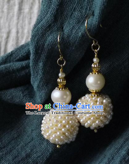 Chinese Ancient Imperial Concubine Ear Accessories Traditional Qing Dynasty Court Pearls Gourd Earrings