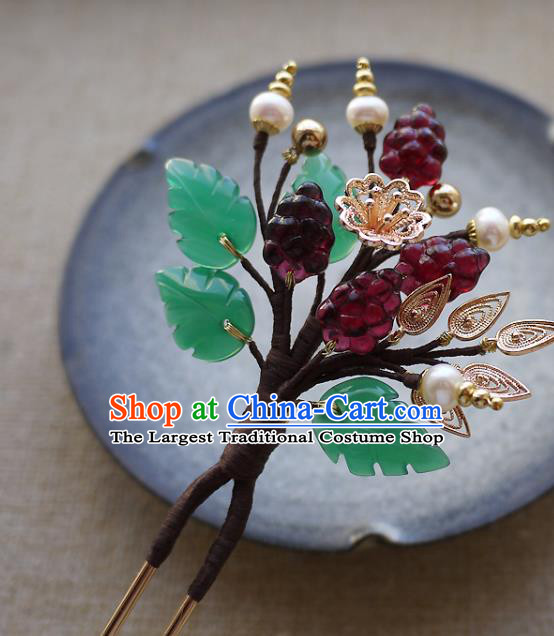 Chinese Ancient Imperial Consort Mulberry Hairpin Traditional Qing Dynasty Palace Woman Pearls Hair Stick