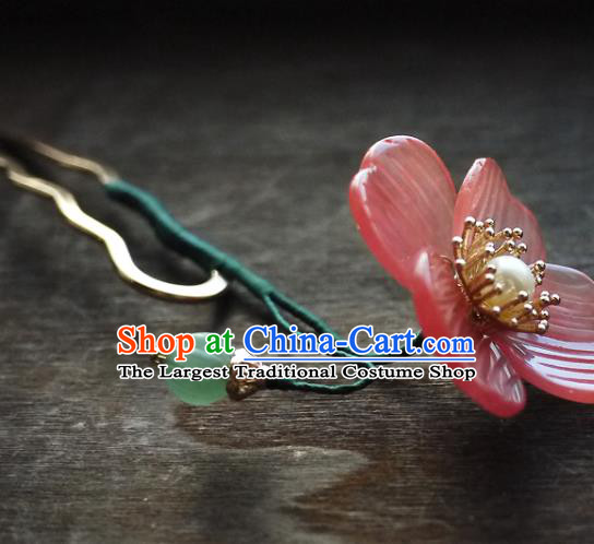 Chinese Ancient Princess Hairpin Hair Accessories Traditional Song Dynasty Pink Peach Blossom Hair Stick