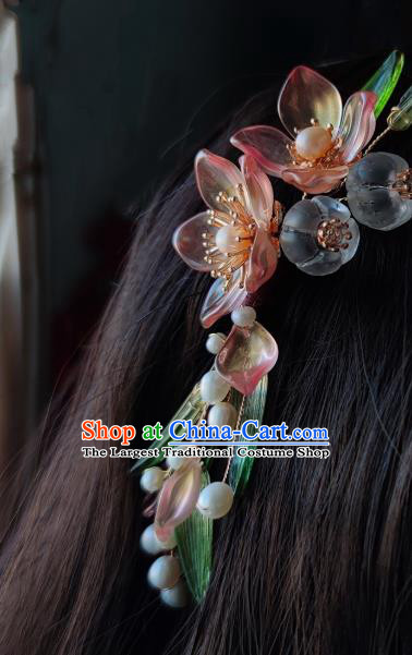 Chinese Ancient Princess Hairpin Traditional Song Dynasty Noble Lady Peach Blossom Hair Stick Headwear