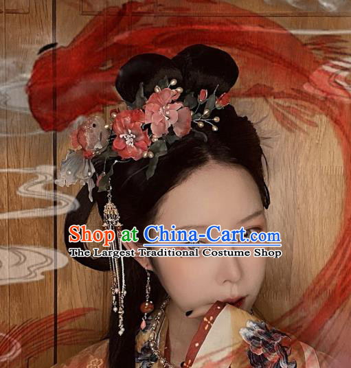 China Handmade Red Goldfish Hairpin Traditional Ming Dynasty Hair Accessories Ancient Princess Hair Crown