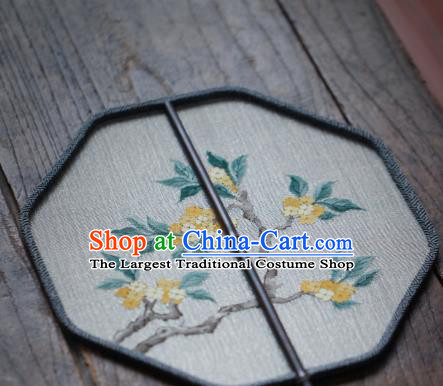 Chinese Handmade Kesi Fragrans Painting Pattern Silk Fan Traditional Hanfu Palace Fan Ancient Princess Hexagon Fans