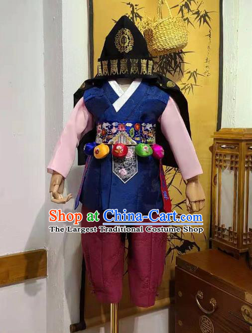 Korean Boy Prince Hanbok Clothing Korean Children Clothing Traditional Garment Costumes and Hat