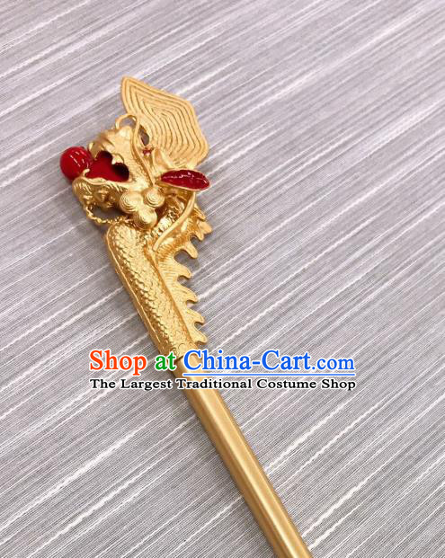 Korean Court Bride Hairpin Traditional Wedding Hair Accessories Korea Stage Performance Golden Dragon Hair Stick