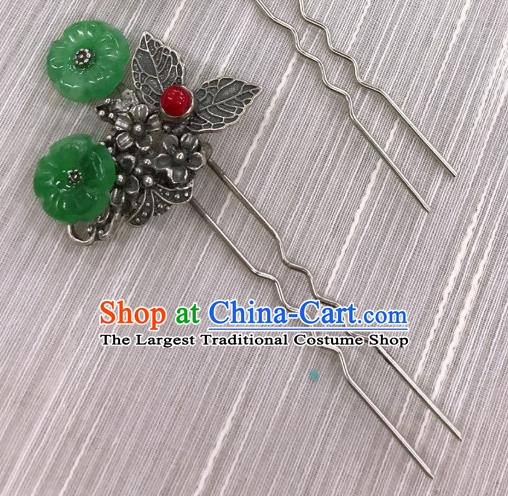 Korean Court Jade Plum Hairpin Traditional Hanbok Hair Accessories Korea Stage Performance Hair Stick