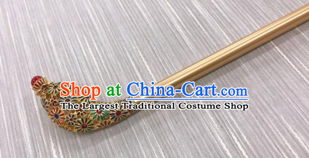 Korean Court Hanbok Golden Hairpin Traditional Wedding Hair Accessories Korea Folk Dance Hair Stick