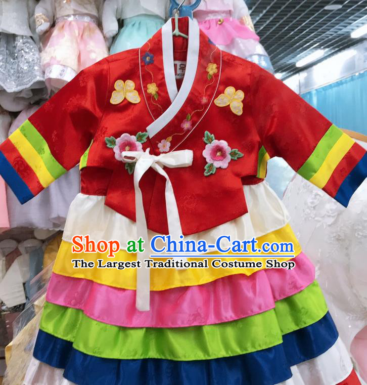 Asian Korea Traditional Red Blouse and Dress Korean Girl Princess Fashion Garments Court Hanbok Clothing