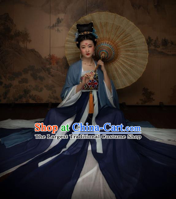 China Traditional Tang Dynasty Historical Clothing Ancient Court Beauty Hanfu Dress Garments Complete Set