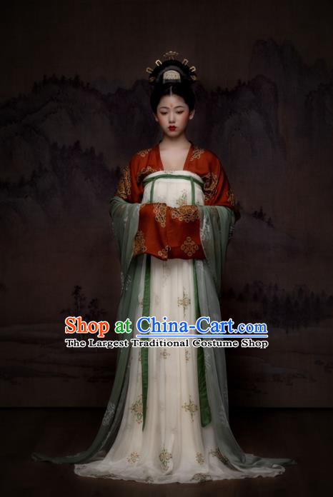 China Ancient Tang Dynasty Court Princess Hanfu Dress Historical Garments Clothing for Women