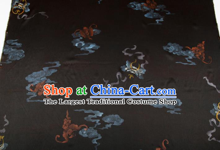 China Gambiered Guangdong Gauze Traditional Fabric Classical Butterfly Pattern Black Silk