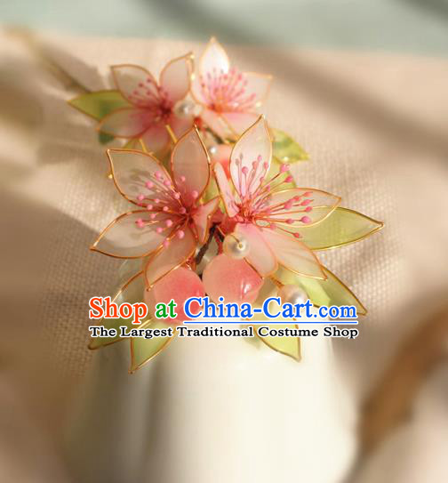 China Traditional Song Dynasty Young Lady Hair Stick Ancient Palace Princess Peach Flowers Hairpin