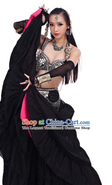 Indian Belly Dance Costumes Asian Raks Sharki Sexy Dancewear Oriental Dance Bra and Black Skirt