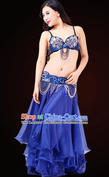 Asian Oriental Dance Bra and Skirt Stage Performance Royalblue Uniforms Indian Belly Dance Costumes