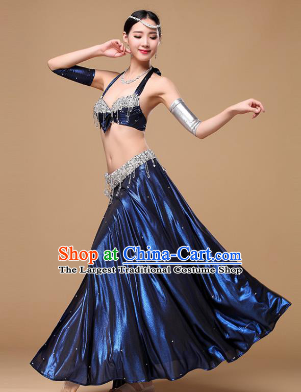 Indian Dance Performance Clothing Asian Belly Dance Training Bra and Royalblue Skirt Oriental Dance Uniforms