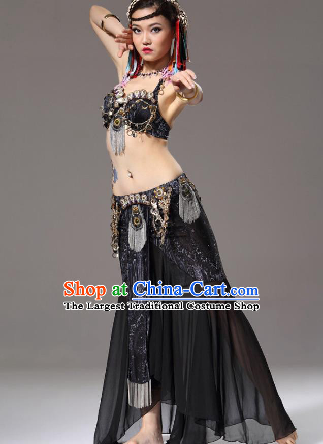 Asian Oriental Dance Costumes Primitive Tribe Performance Dress Traditional Indian Belly Dance Black Uniforms