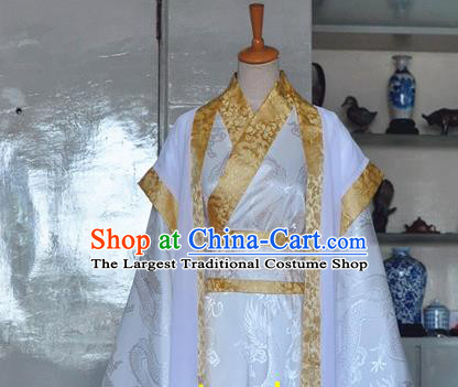 Chinese Ancient Nobility Childe White Hanfu Clothing Drama Cosplay Prince Apparels Jin Dynasty Scholar Garment Costumes