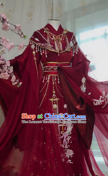 Chinese Cosplay Childe Wedding Red Apparels Jin Dynasty Swordsman Garment Costumes Ancient Prince Xie Lian Clothing