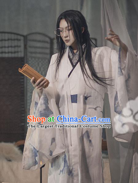 Chinese Ancient Noble Childe Garment Costumes Jin Dynasty Scholar Clothing Cosplay Swordsman Apparels