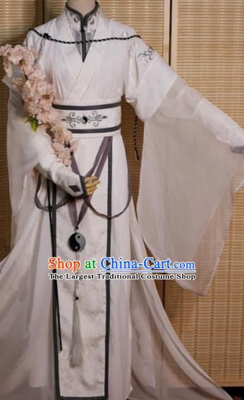 Chinese Ming Dynasty Childe Clothing Cosplay Swordsman Xiao Xingchen Apparels Ancient Taoist Priest Garment Costumes