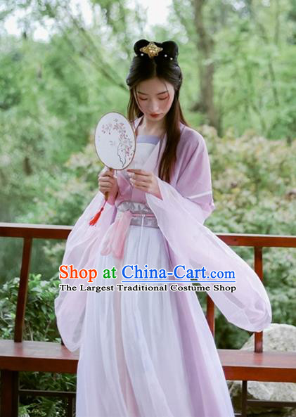 China Cosplay Swordswoman Jiang Yanli Clothing Traditional Ancient Fairy Lilac Dress Garment