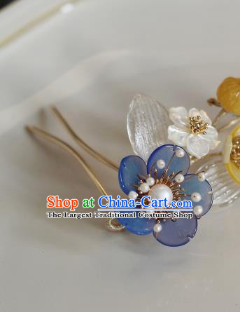 China Ancient Princess Blue Plum Hairpin Song Dynasty Young Lady Hair Stick Traditional Hanfu Headwear