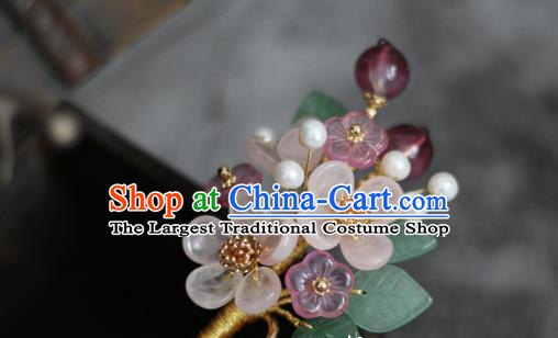 China Traditional Hanfu Headpiece Ancient Princess Hairpin Ming Dynasty Young Lady Plum Blossom Hair Stick