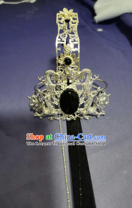 Chinese Cosplay Swordsman Hair Accessories Ancient Childe Argent Hair Crown Traditional Hanfu Headdress