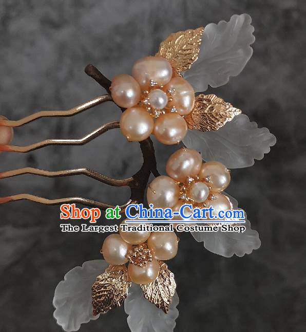 China Traditional Hanfu Hair Accessories Ancient Princess Hairpin Ming Dynasty Pearls Hair Comb