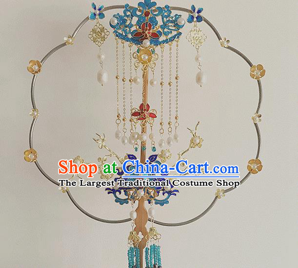 Chinese Bride Fan Traditional Wedding Prop Fan Classical Dance Palace Fan Handmade Cloisonne Butterfly Fans