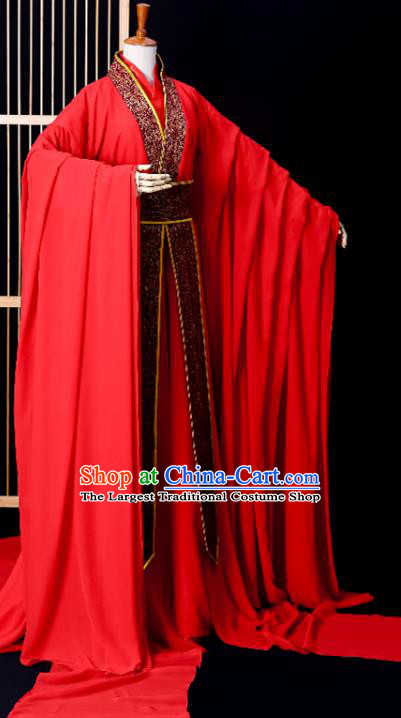 Chinese Ancient Taoist Priest Garment Costumes Cosplay Swordsman Lan Wangji Red Hanfu Clothing Traditional Jin Dynasty Prince Apparels